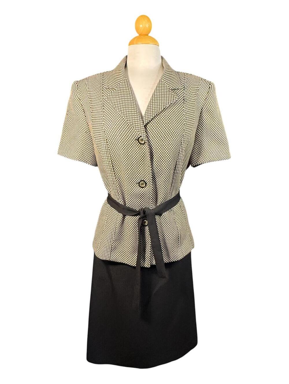 Sweet Suit Vintage Polka Dot Blazer and Black Pencil Skirt Suit